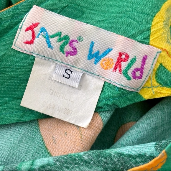 Jams World Vintage Dress Small Green Floral Lace Up Back - Picture 5 of 8